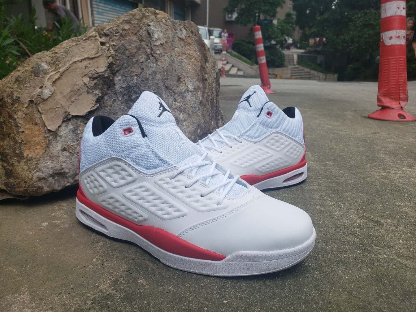 Jordan 2019 New School White Red Shoes - Click Image to Close